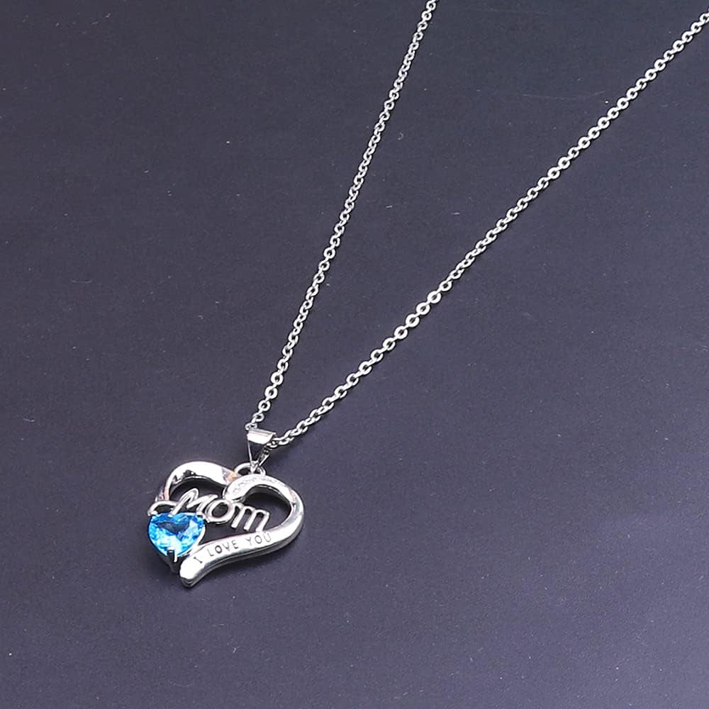 I LOVE YOU Mom Birth Stones Necklace