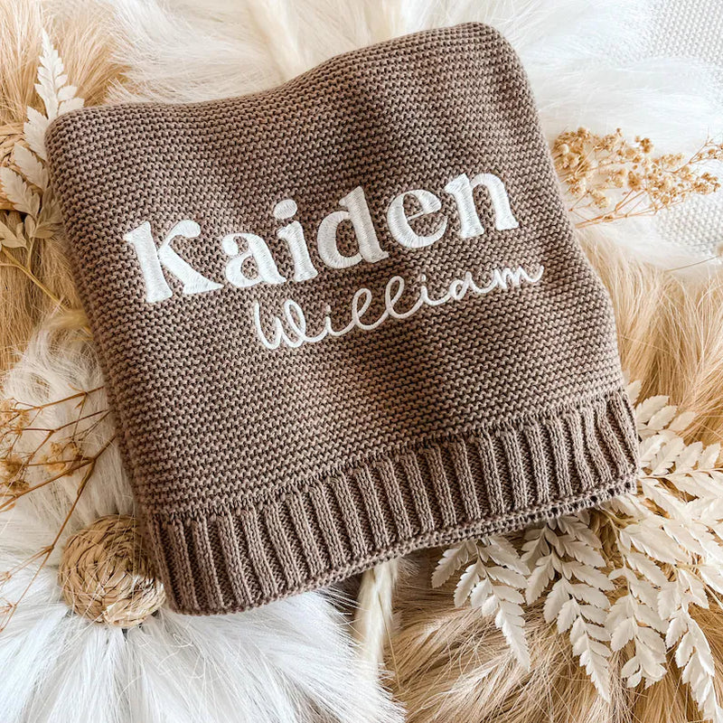 Embroidered Baby Blanket, Custom Baby Name Blanket