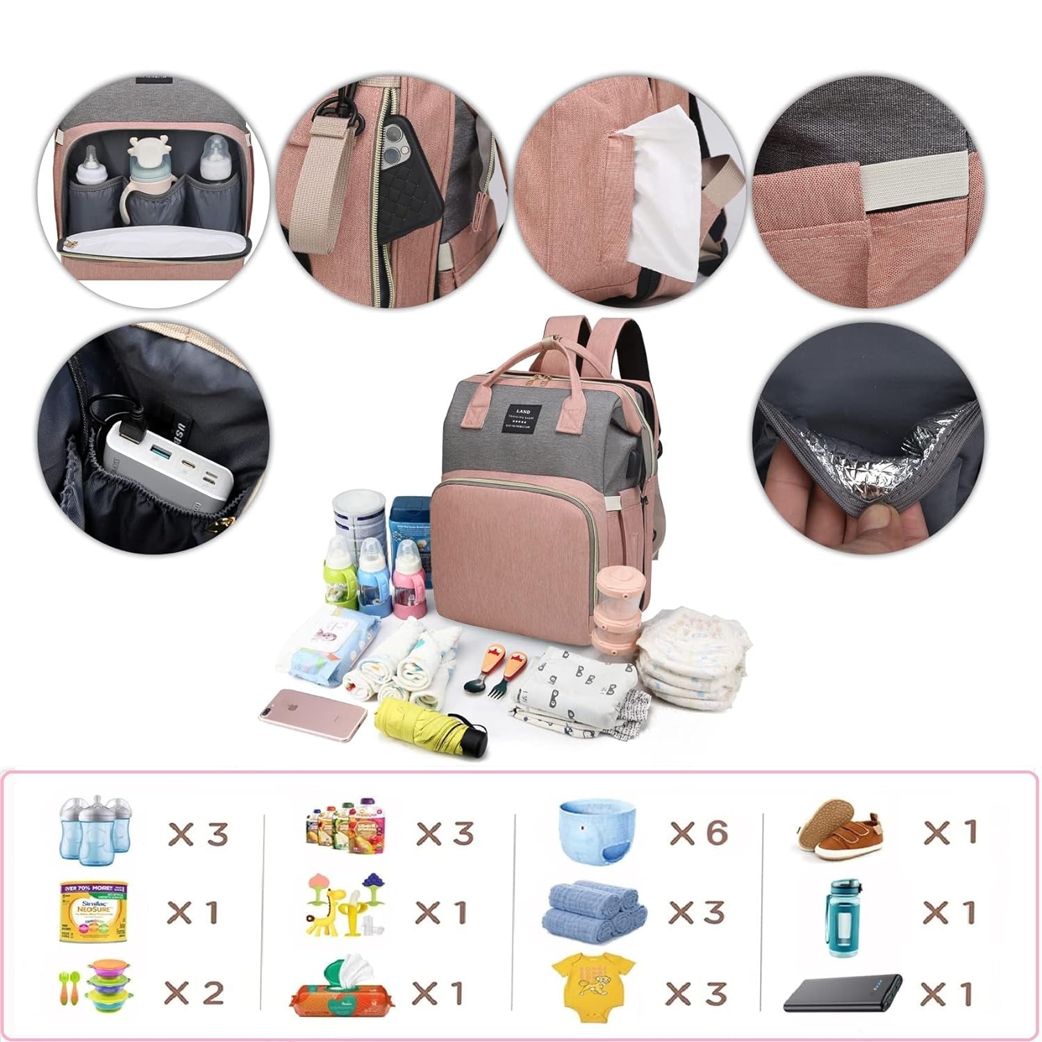 3-in-1 Diaper Bag with Changing Station