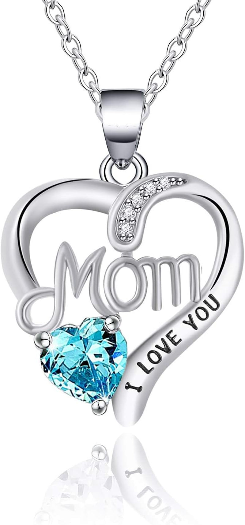 I LOVE YOU Mom Birth Stones Necklace
