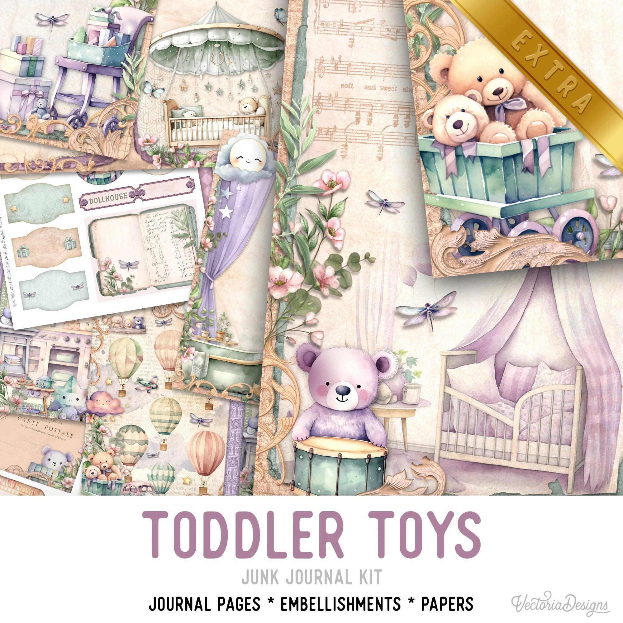 Baby Junk Journal Kit Large DELUXE, Baby Crafting Printables Kit