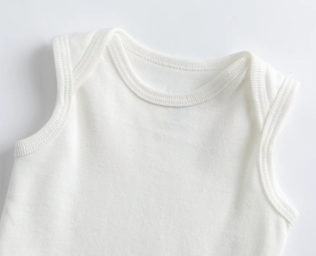 5PCS/LOT Newborn Baby Clothing 2024 Summer Sleeveless Baby Boy Girl Clothes Cotton White Color Baby Bodysuit Vest Baby Romper
