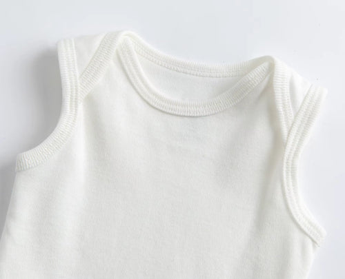 5PCS/LOT Newborn Baby Clothing 2024 Summer Sleeveless Baby Boy Girl Clothes Cotton White Color Baby Bodysuit Vest Baby Romper