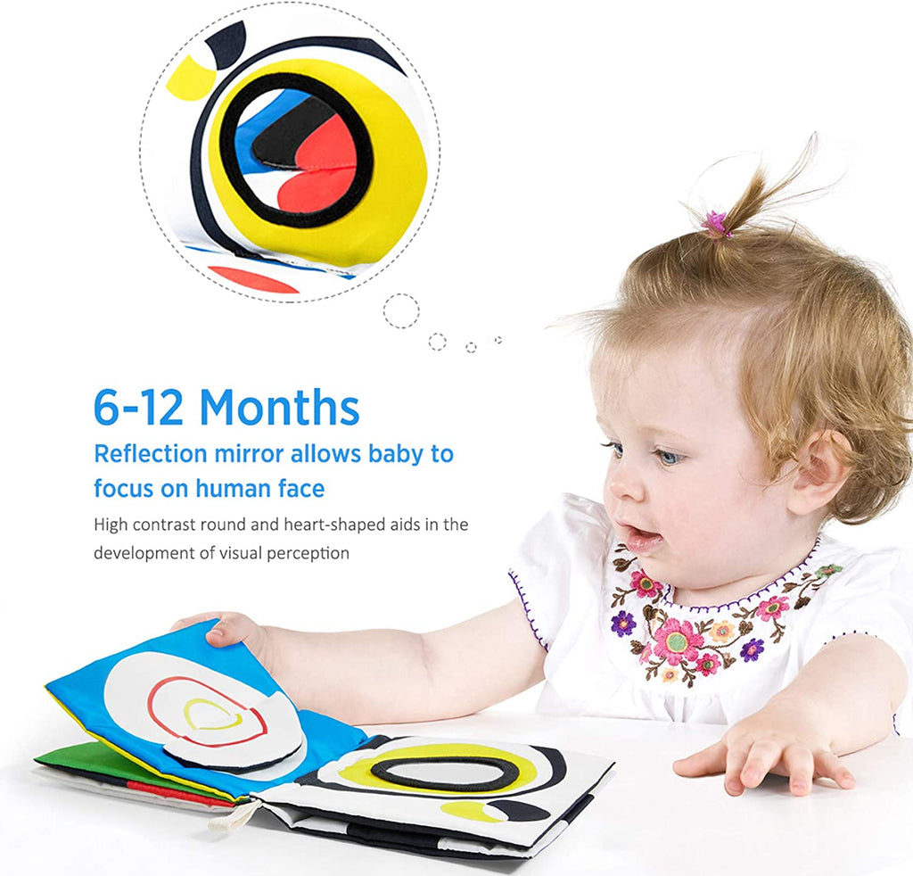 High Contrast Black and White Baby Book - Touch and Feel Crinkle Sensory Toy 