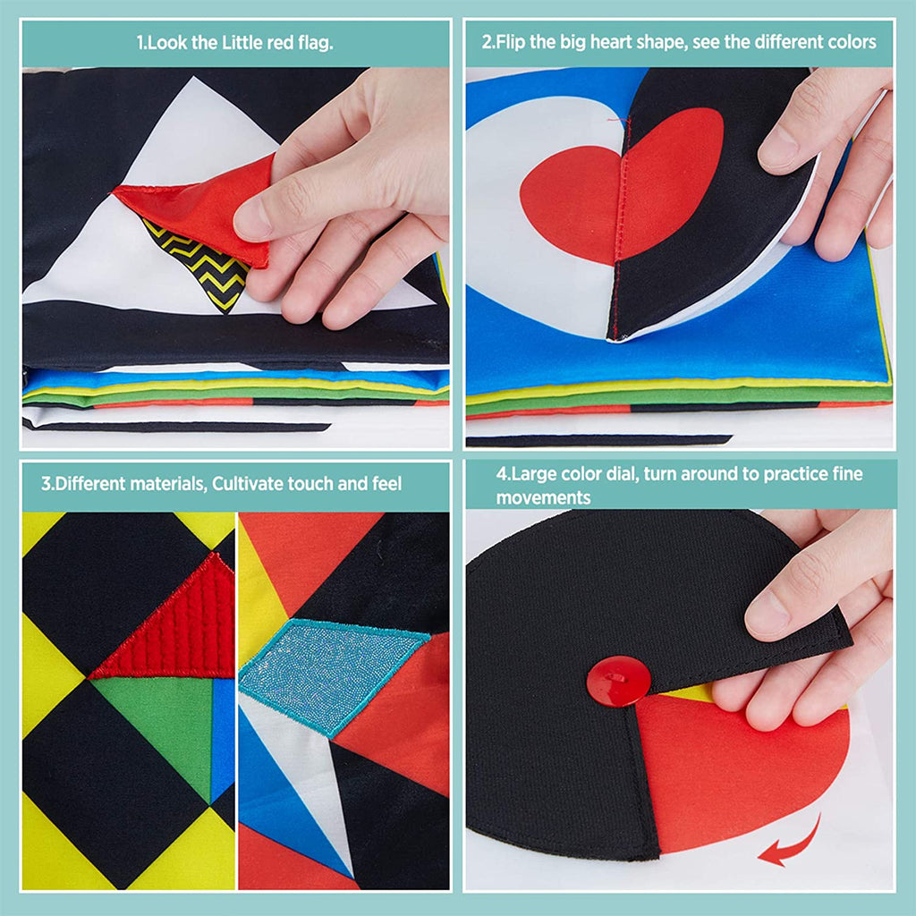 High Contrast Black and White Baby Book - Touch and Feel Crinkle Sensory Toy 