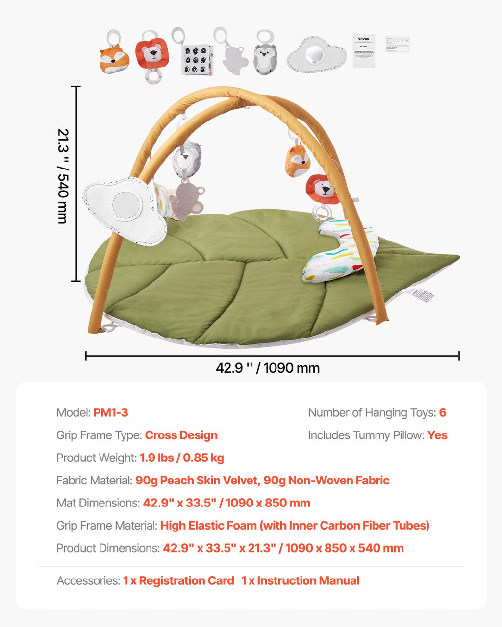 Baby Play Gym Mat Tummy Time Activity Mat