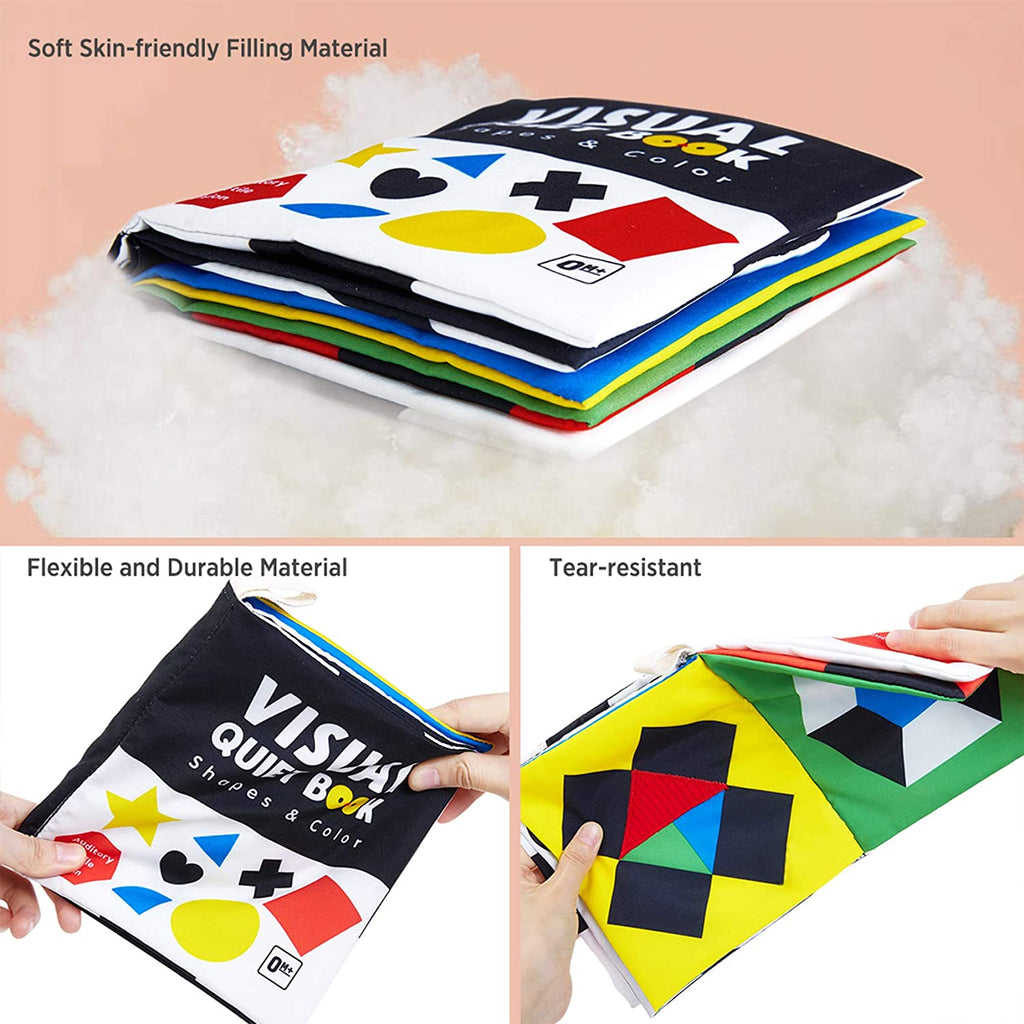 High Contrast Black and White Baby Book - Touch and Feel Crinkle Sensory Toy 