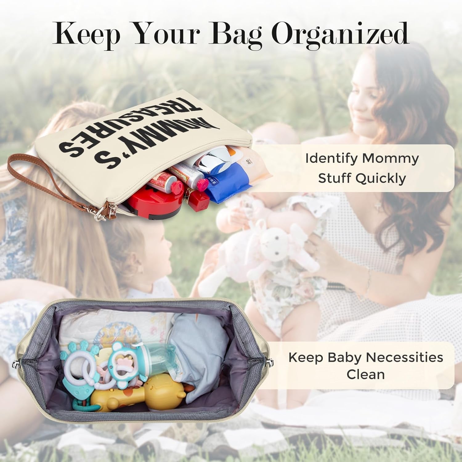 Diaper Bag Tote, Mom'S Bag for Hospital, Large Capacity Waterproof Baby Mom Travel, Hospital Tote for Labor and Delivery with Baby Necessities, Creamy White