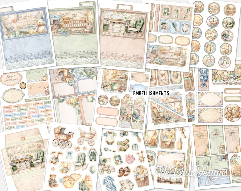 Baby Junk Journal Kit Large DELUXE, Baby Crafting Printables Kit