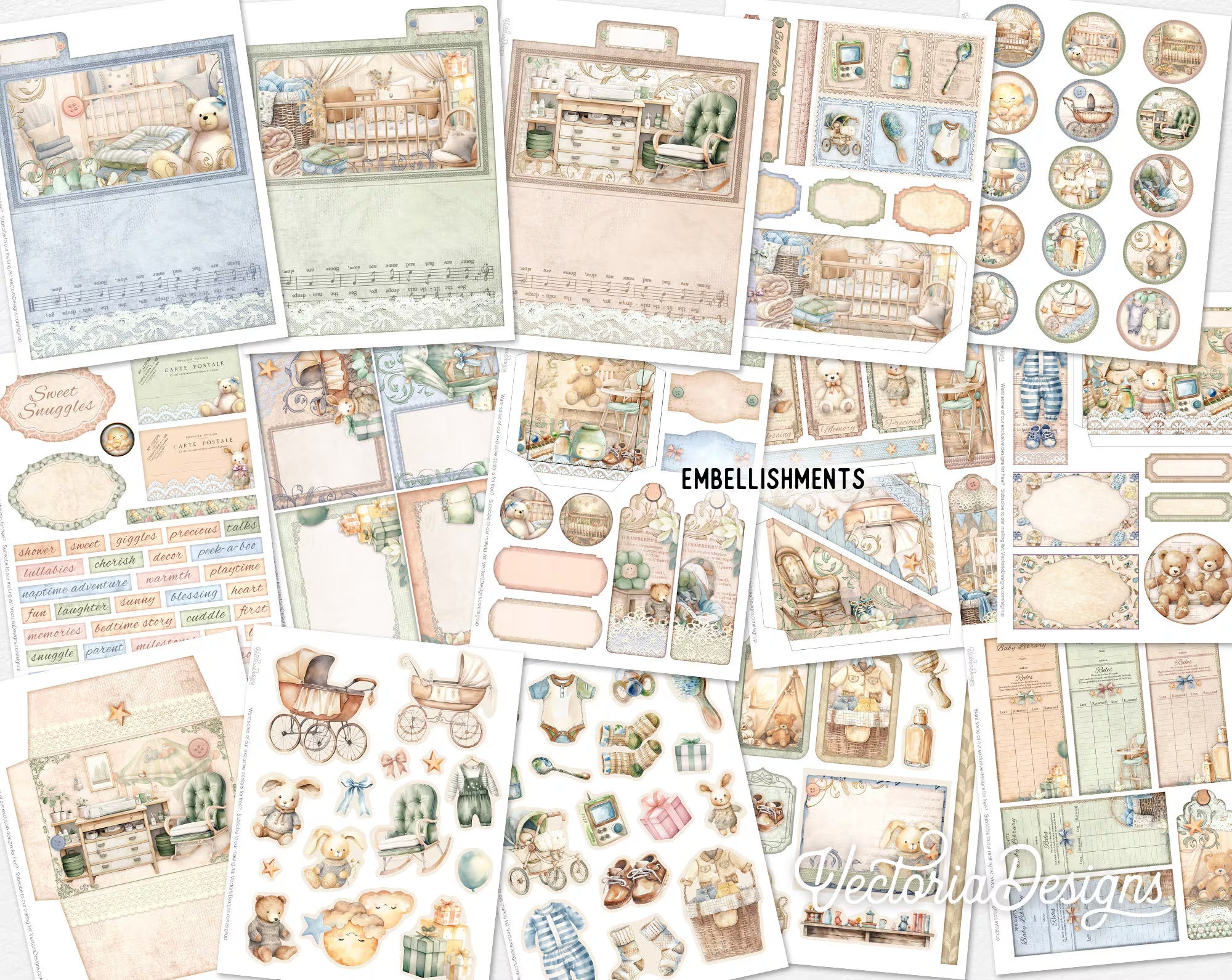 Baby Junk Journal Kit Large DELUXE, Baby Crafting Printables Kit
