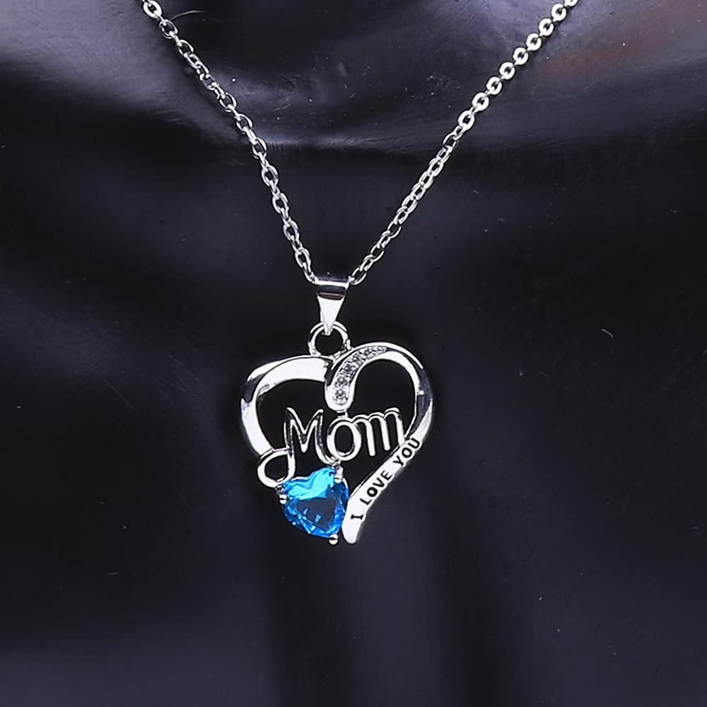 I LOVE YOU Mom Birth Stones Necklace