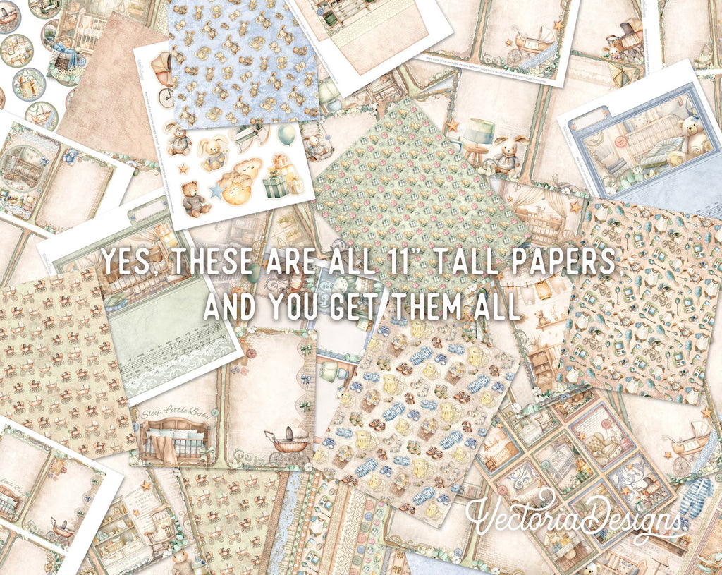 Baby Junk Journal Kit Large DELUXE, Baby Crafting Printables Kit