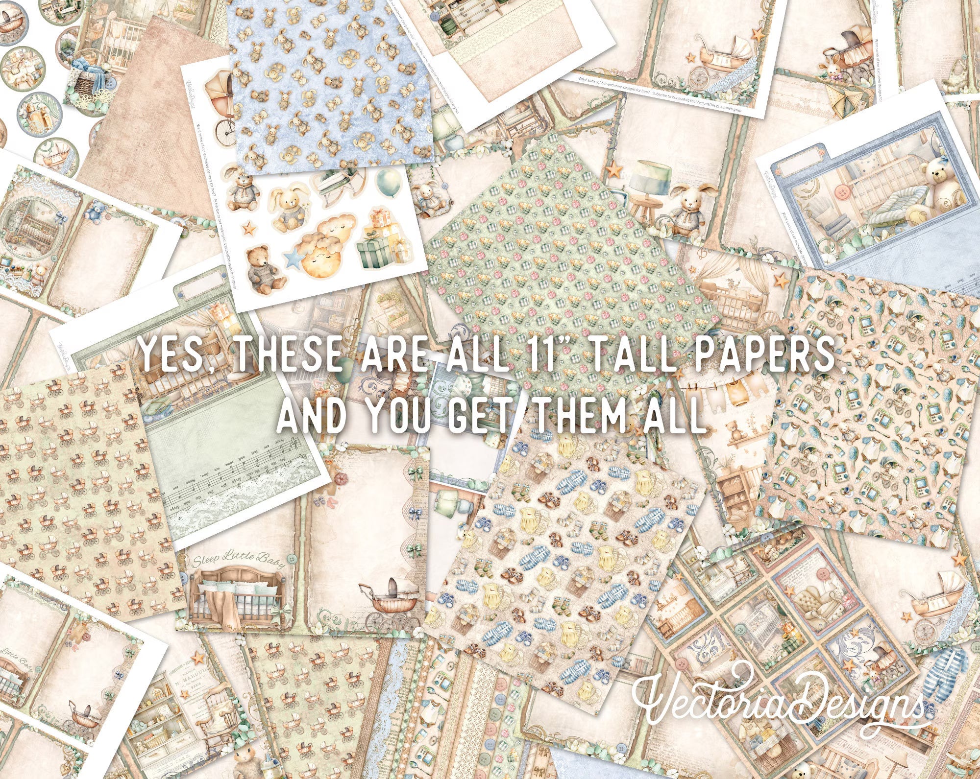 Baby Junk Journal Kit Large DELUXE, Baby Crafting Printables Kit