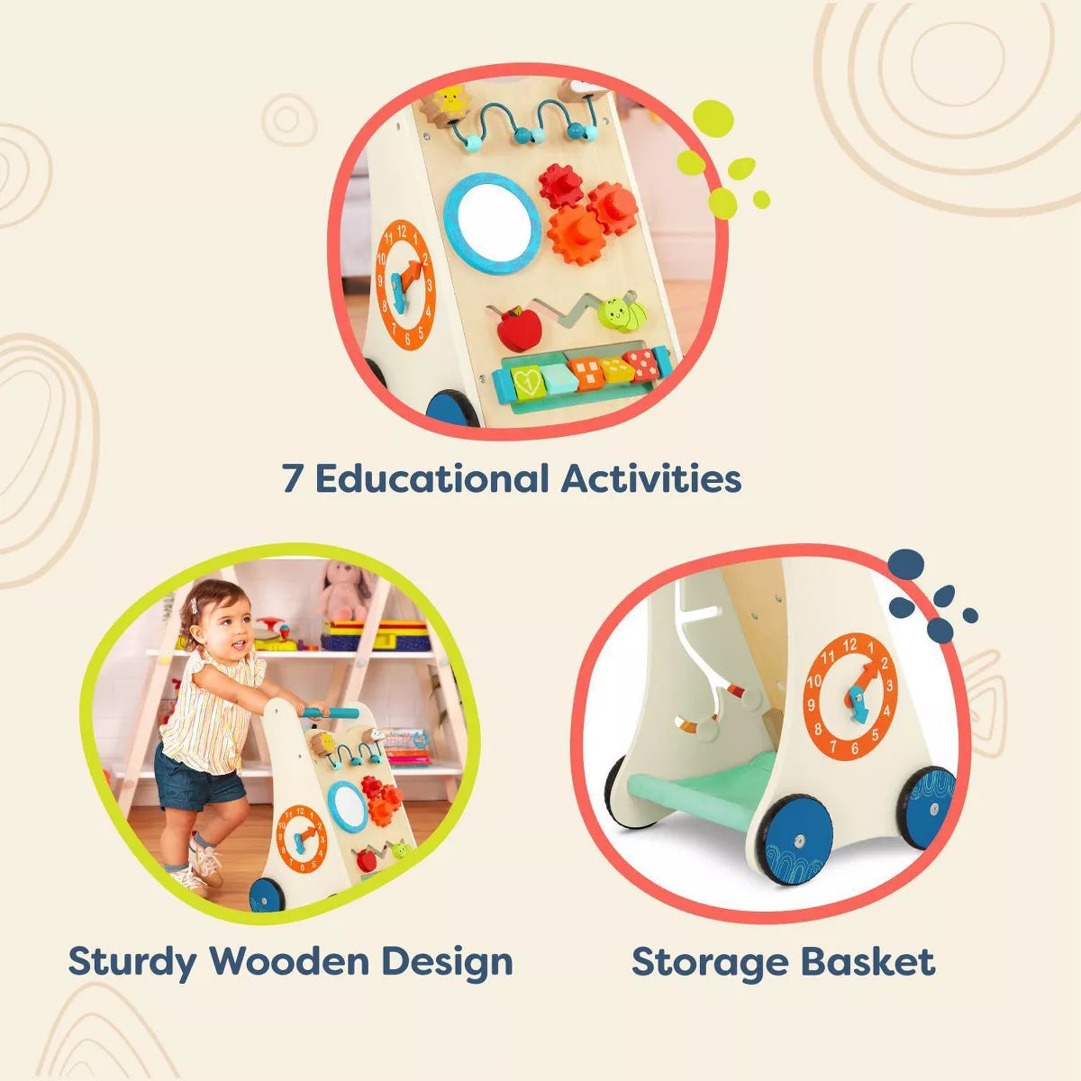 B. Toys Wooden Activity Walker - Little Learning Steps