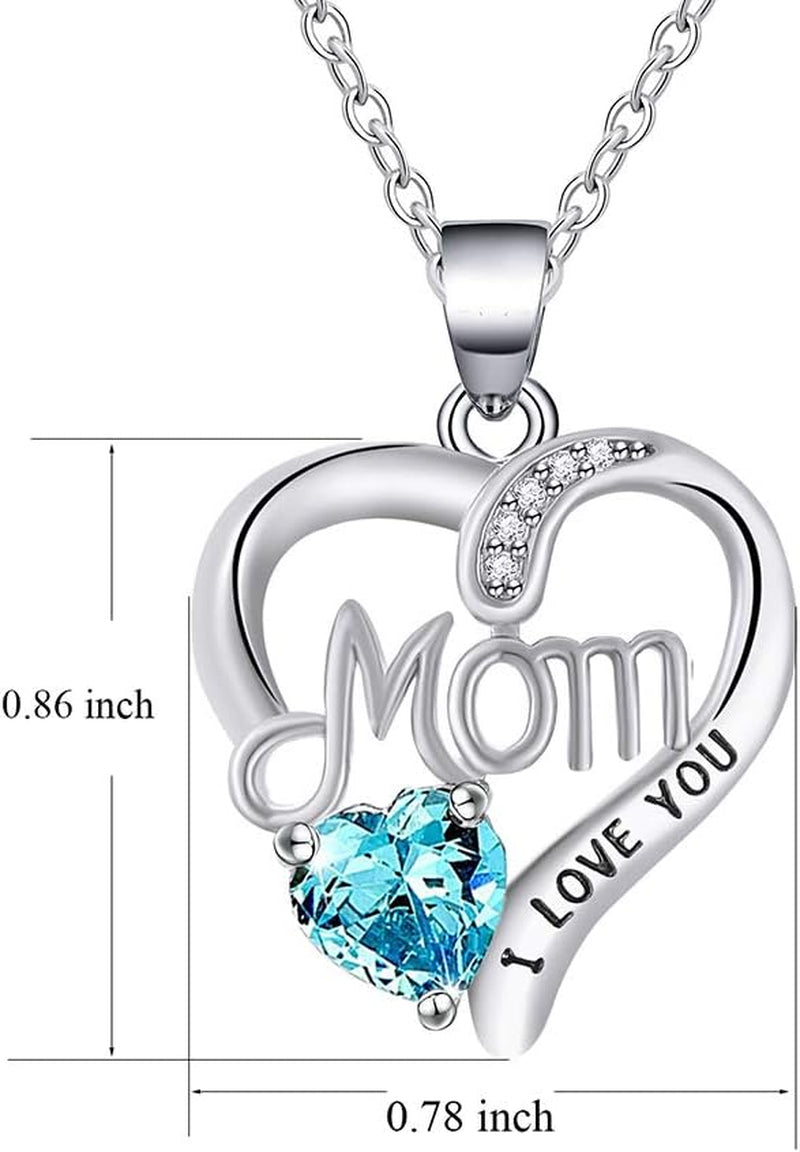 I LOVE YOU Mom Birth Stones Necklace