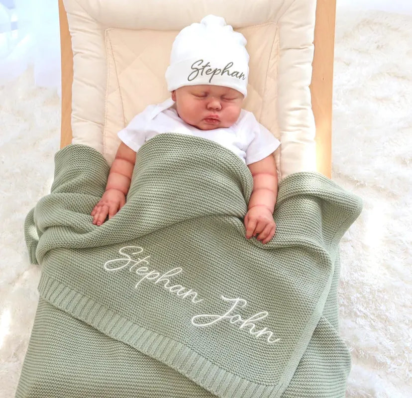 Embroidered Baby Blanket, Custom Baby Name Blanket