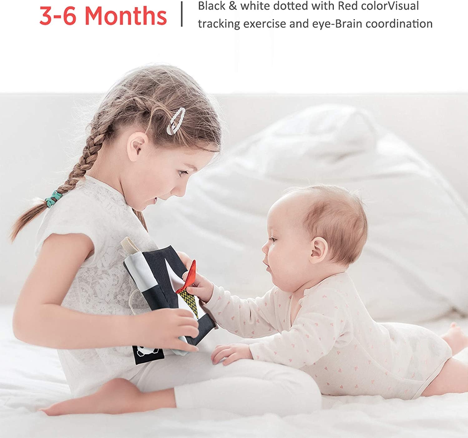 High Contrast Black and White Baby Book - Touch and Feel Crinkle Sensory Toy 